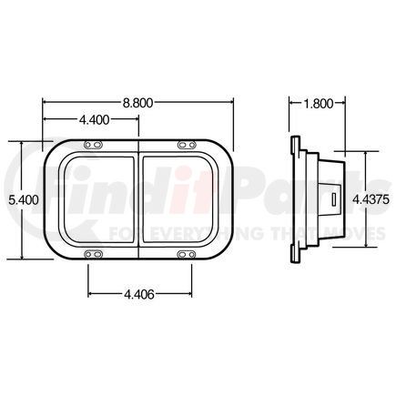 21203R by TRUCK-LITE - Marker Light - Red Rectangular Sealed Acrylic Lens Abs Housing 16 Gauge Wire