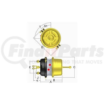 LC3030 by HALDEX - Air Brake Spring Brake - LifeSeal+ Combination, Type 30/30, 2.5" Stroke, Threaded Clevis