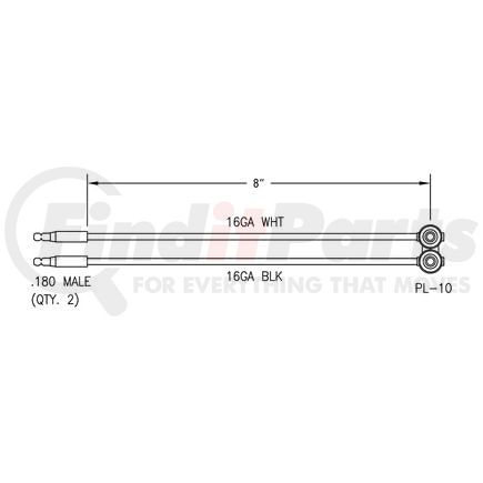 51-96010-25 by PHILLIPS INDUSTRIES - Marker Light Connector - PL-10 Connector, (2) Bullets, 8 in., 25 Pcs.