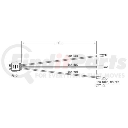 51-96410-25 by PHILLIPS INDUSTRIES - Brake / Tail / Turn Signal Light Connector - 25 Pieces, PL-3, 8 in. (3) Bullets