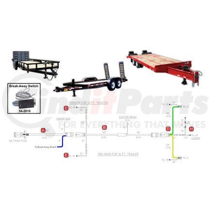 34-2023-160 by PHILLIPS INDUSTRIES - Trailer Wiring Harness - 16' Trailer Mid-Main with Marker and Electric Brake Drop