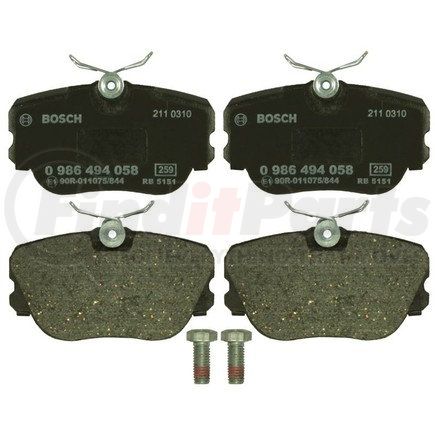 0986494058 by BOSCH - EUROLINE DISC BRAKE PAD SET