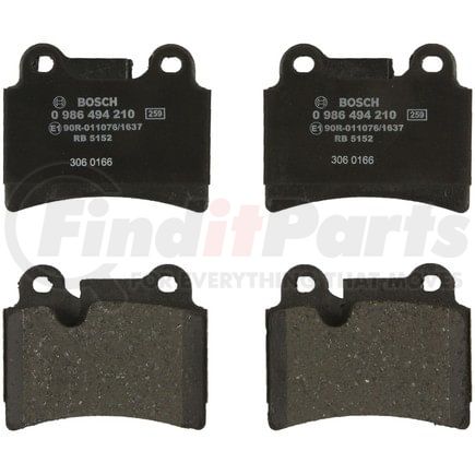 0986494210 by BOSCH - EUROLINE DISC BRAKE PAD SET