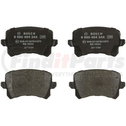 0986494344 by BOSCH - EUROLINE DISC BRAKE PAD SET