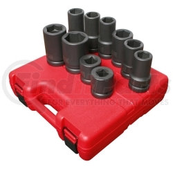 5690A by SUNEX TOOLS - 10 Pc. 1" Drive SAE & Metric Heavy Duty Wheel Impact Socket Set