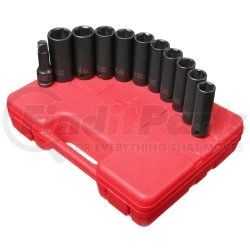 2611 by SUNEX TOOLS - 11 Piece 1/2" Drive SAE and Metric Extra Thin Wall Deep Impact Socket Set