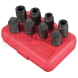 2841 by SUNEX TOOLS - 1/2" Drive, Drain/Pipe Plug Impact Socket Set,  8 Pc.