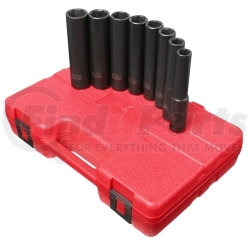 2848 by SUNEX TOOLS - 1/2" Drive, SAE 5" Extra Long Deep Impact Socket Set, 8 Pc.