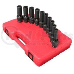 2658 by SUNEX TOOLS - 1/2" Drive, Metric Universal Deep Impact Socket Set, 10 Pc.