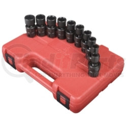 3657 by SUNEX TOOLS - 10 Pc. 3/8" Drive Metric Universal Impact Socket Set