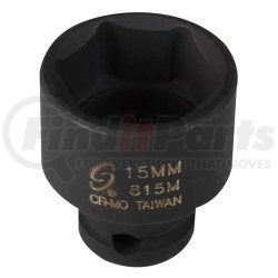 815M by SUNEX TOOLS - 1/4" Drive Standard 6 Point Impact Socket - 15mm