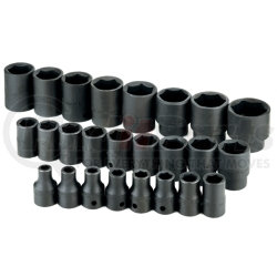 4037 by SK HAND TOOL - 1/2" Dr 6 Pt STD Metric ImpactSocket Set, 25 Pc