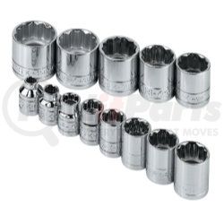 4653 by SK HAND TOOL - 3/8" Dr  Socket Chrome STD 12 Pt SAE Set, 13Pc