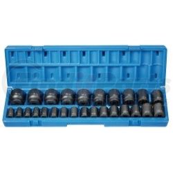 1726M by GREY PNEUMATIC - 26-Piece 1/2 in. Drive 12-Point Metric Standard Impact Socket Set
