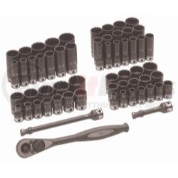 81259CRD by GREY PNEUMATIC - 59-Piece 3/8 in. Drive 12-Point SAE/Metric Standard and Deep Impact Duo-Socket Set
