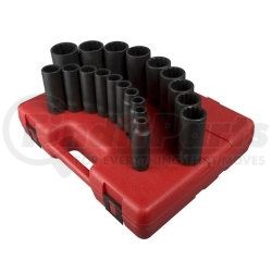 2820 by SUNEX TOOLS - 1/2" Drive 12 Pt. SAE Deep Impact Socket Set, 19 Pc.