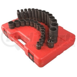 3330 by SUNEX TOOLS - 3/8" Dr 12Pt Met Master Impact Socket Set, 29 Pc.