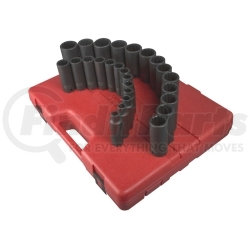 2827 by SUNEX TOOLS - 1/2" Drive 12 Pt. Metric Deep Impact Socket Set, 26 Pc.