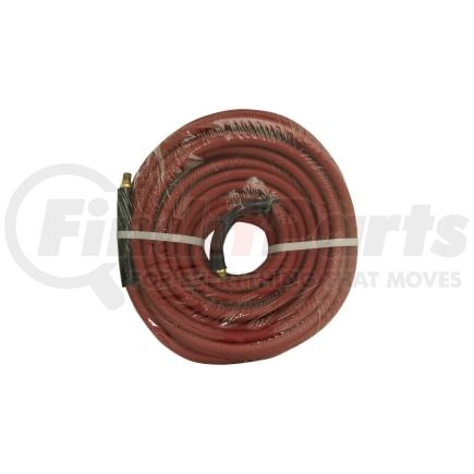 21777 by APACHE - 3/8" x 50' Red Rubber Hose Coupled Brass 1/4" Male x Male