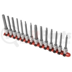 9920 by SUNEX TOOLS - 3/8" Dr Long SAE Ball Hex & Hex Bit Socket Set, 14 pc