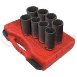 2835 by SUNEX TOOLS - 8 Pc. 1/2" Drive 12 Point Deep Spindle Nut Impact Socket Set
