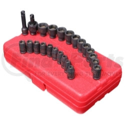 1818 by SUNEX TOOLS - 1/4" Drive SAE & Metric Master Magnetic Impact Socket Set,  23 Pc.