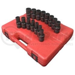 2855 by SUNEX TOOLS - 15 Piece 1/2" Drive 12 Point Metric Universal Impact Socket Set