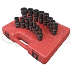 2856 by SUNEX TOOLS - 15 Piece 1/2" Drive 12 Point SAE Universal Impact Socket Set