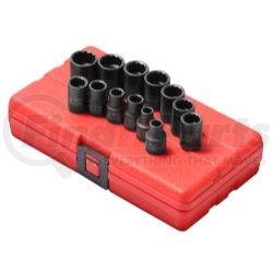 3675 by SUNEX TOOLS - 3/8" Dr 12Pt Met Impact Socket Set, 13 Pc.