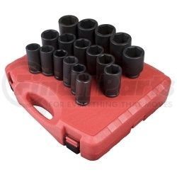 4686 by SUNEX TOOLS - 17 Pc. 3/4" Drive Metric Deep Impact Socket Set