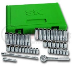 91844-12 by SK HAND TOOL - 1/4" Dr 12 Pt STD and Dp SAE and Met Imp Socket Set, 41Pc