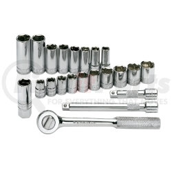 91820 by SK HAND TOOL - 3/8" Dr 6 Pt STD and Deep Met  Socket Set 22Pc