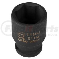811M by SUNEX TOOLS - 1/4" Drive 6 Point Standard Impact Socket 11mm
