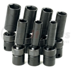 33329 by SK HAND TOOL - 3/8" Dr 6 Pt Deep Swivel SAE Impact Socket Set, 7 Pc