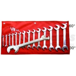 214 by V8 HAND TOOLS - Angle Head Combo Wrench Set, Fractional, 14 pc.