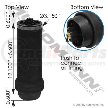 ABSZ70-7215 by AUTOMANN - Air Suspension Spring - Cabin Air Bag, Replaces 18-52651-000