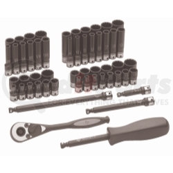 89253CRD by GREY PNEUMATIC - 53-Piece 1/4 in. Drive 12-Point SAE/Metric Standard and Deep Duo Impact Socket Set