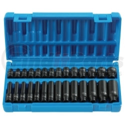 9728M by GREY PNEUMATIC - 28 Pc. 1/4" Drive Standard and Deep Length Metric Master Set