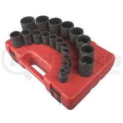 2819 by SUNEX TOOLS - 1/2" Drive 12 Pt. SAE Impact Socket Set, 19 Pc.