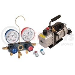 KIT6M by FJC, INC. - Vacuum Pump and Aluminum Block Manifold Gauge Set with Manual Couplers