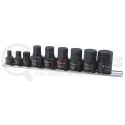 16140 by TITAN - 9 Piece 1/4" Drive Stubby SAE Hex Bit Socket Set