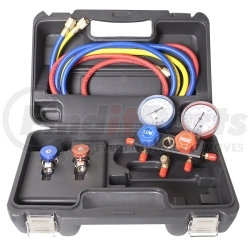 6766P by FJC, INC. - R134a Aluminum Block Manifold Gauge Set with Manual Couplers