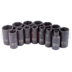 3328 by SUNEX TOOLS - 14 Pc. 3/8" Drive Metric Mid-Depth Impact Socket Set