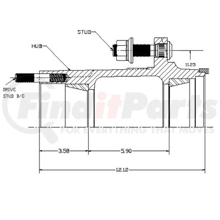 27601--NT-71 by WEBB - Wheel Hub - ABS, with Cups, No Oil Plug, 10 Stud, 11.25" Bolt Circle