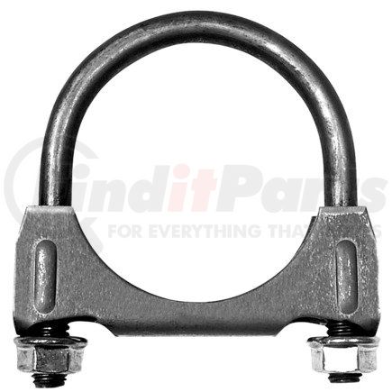 339888 by ANSA - 2.5" Slotted Heavy Duty 3/8" U-Bolt Exhaust Clamp with Flange Nuts - Mild Steel