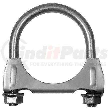 SS214 by ANSA - 2.25" Slotted Heavy Duty 3/8" U-Bolt Exhaust Clamp with Flange Nuts - Stainless