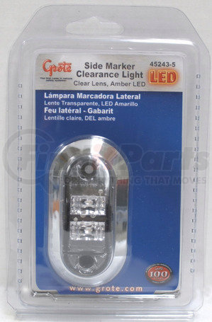 45243-5 by GROTE - 2 1/2in. Oval LED Clearance Marker Light, w/ Chrome Bezel, Yellow w/ Clear Lens, Retail Pack