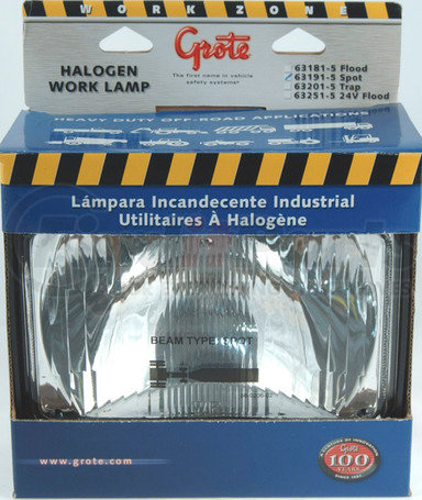 63191-5 by GROTE - Large Rectangular Halogen Work Lamp, Spot, Retail Pack
