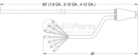 66311 by GROTE - UBS Main Harness 48" Drop-Out for Double-Trailer Connection, 60' Long