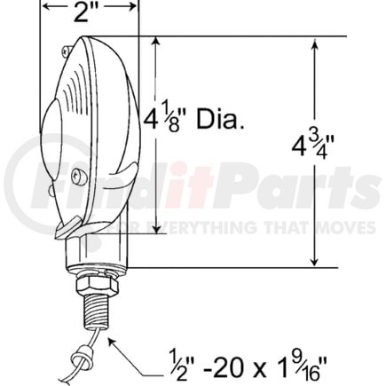 63051 by GROTE - 4" Zinc Die-Cast Single-Face Lamp, Clear, Black Enamel Finish